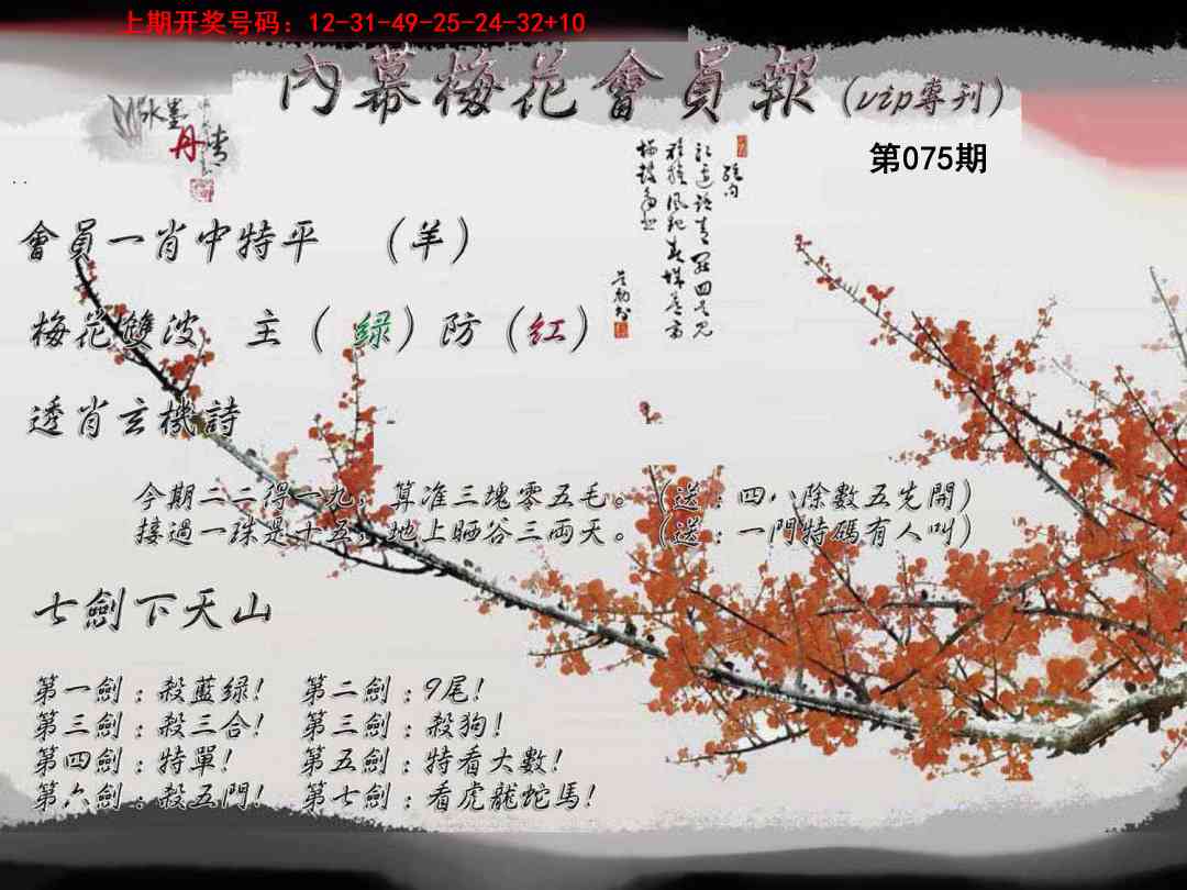 075期内幕梅花会员报[图]